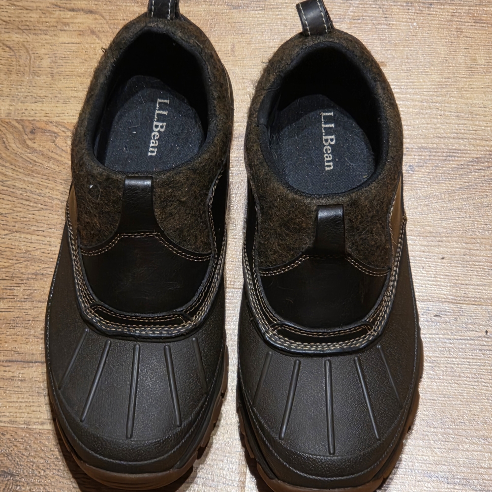 L.L. Bean Men's Black and Brown Rain Boots